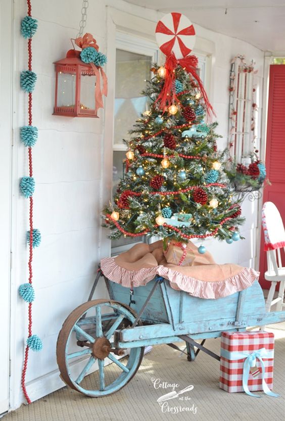 Christmas tree in a wheelbarrow