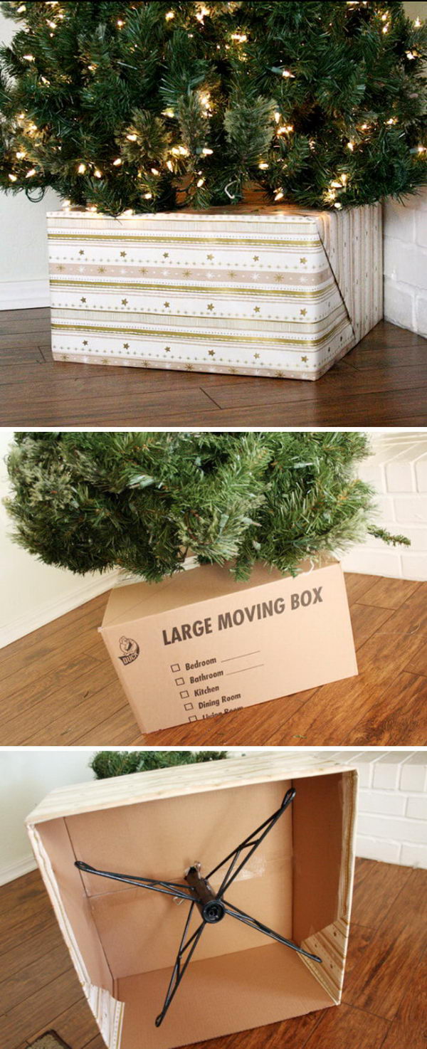 Gift box as Christmas tree stand