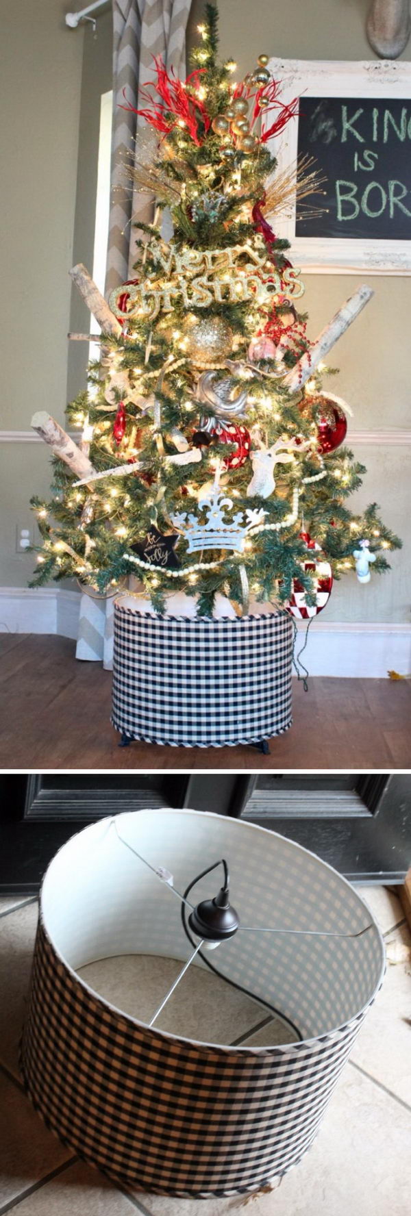 lampshade as stand for xmas tree